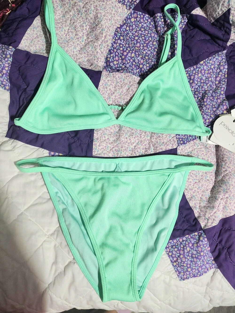 **NWT** Peixoto MINT RIB Bomba Triangle Bikini Swim Top & Bottom Size 28 MEDIUM